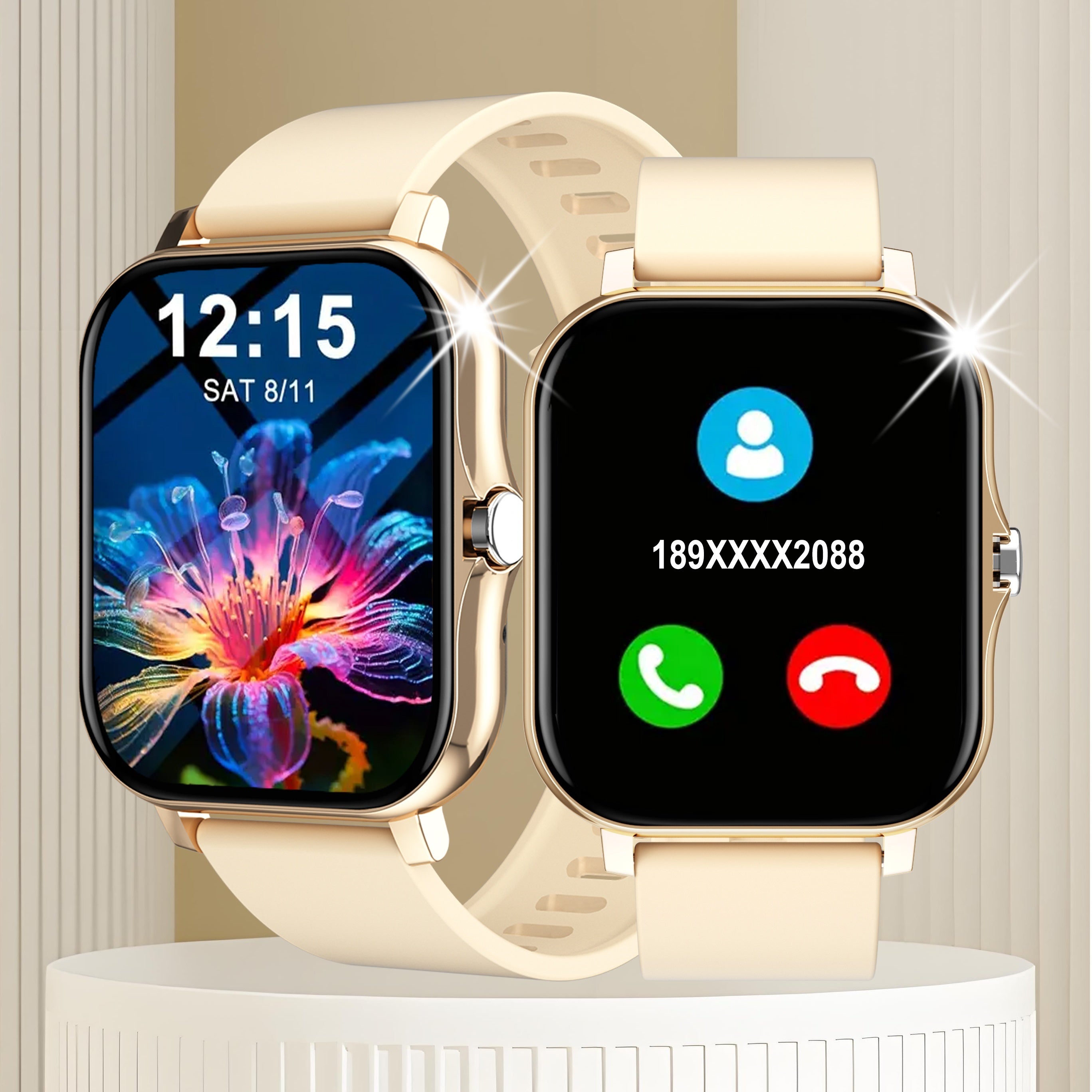 Novo smartwatch com tela sensível ao toque de 1,83 polegadas e pulseira de silicone para homens e mulheres, rastreador de atividades físicas com mostrador personalizável