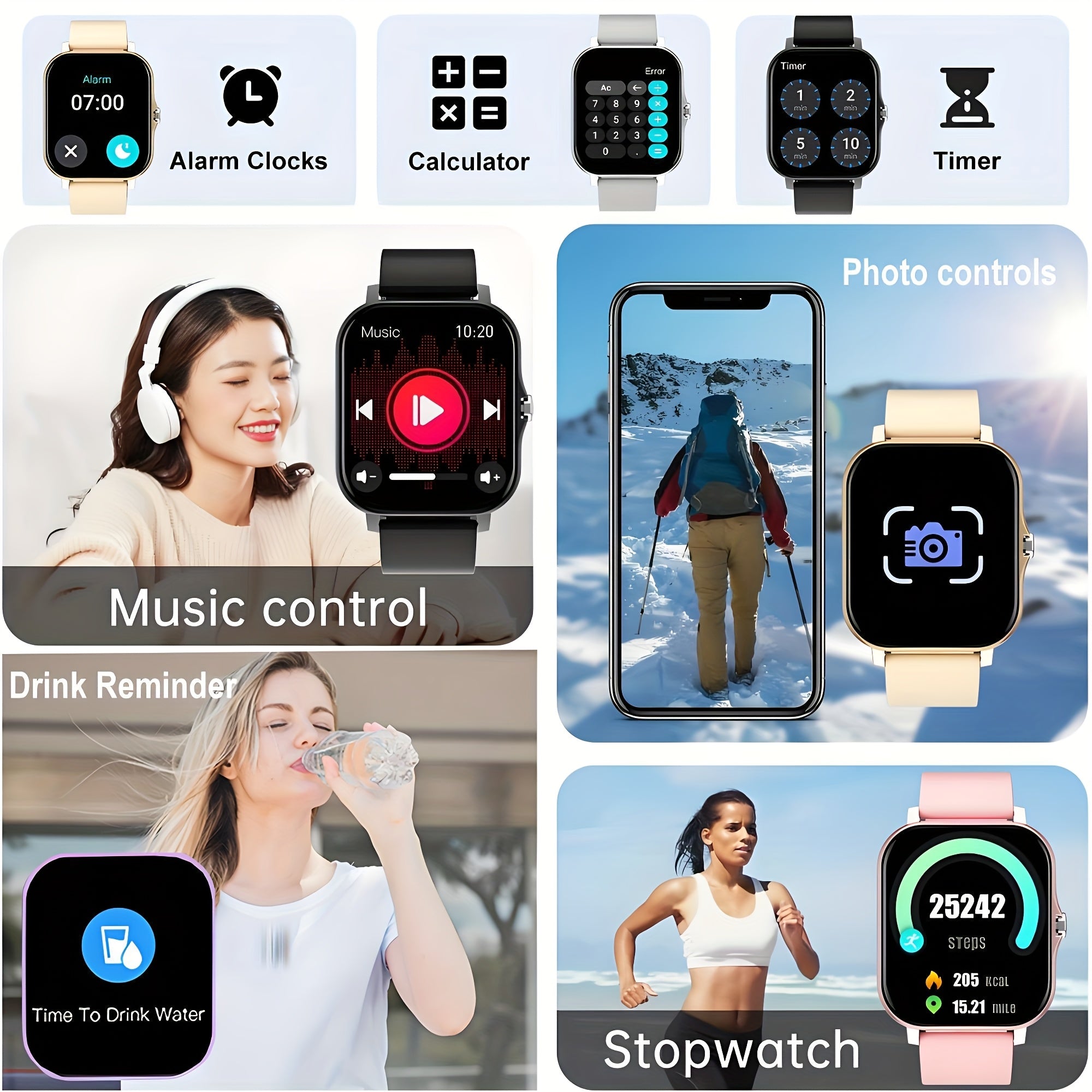 Novo smartwatch com tela sensível ao toque de 1,83 polegadas e pulseira de silicone para homens e mulheres, rastreador de atividades físicas com mostrador personalizável