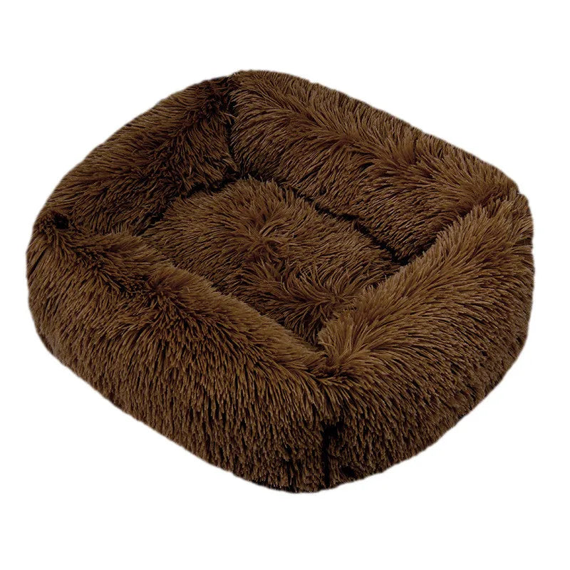 Cama de luxo para cães, camas quadradas longas de pelúcia para cães pequenos, médios e grandes, suprimentos para cães de estimação, cama calmante, canil lavável