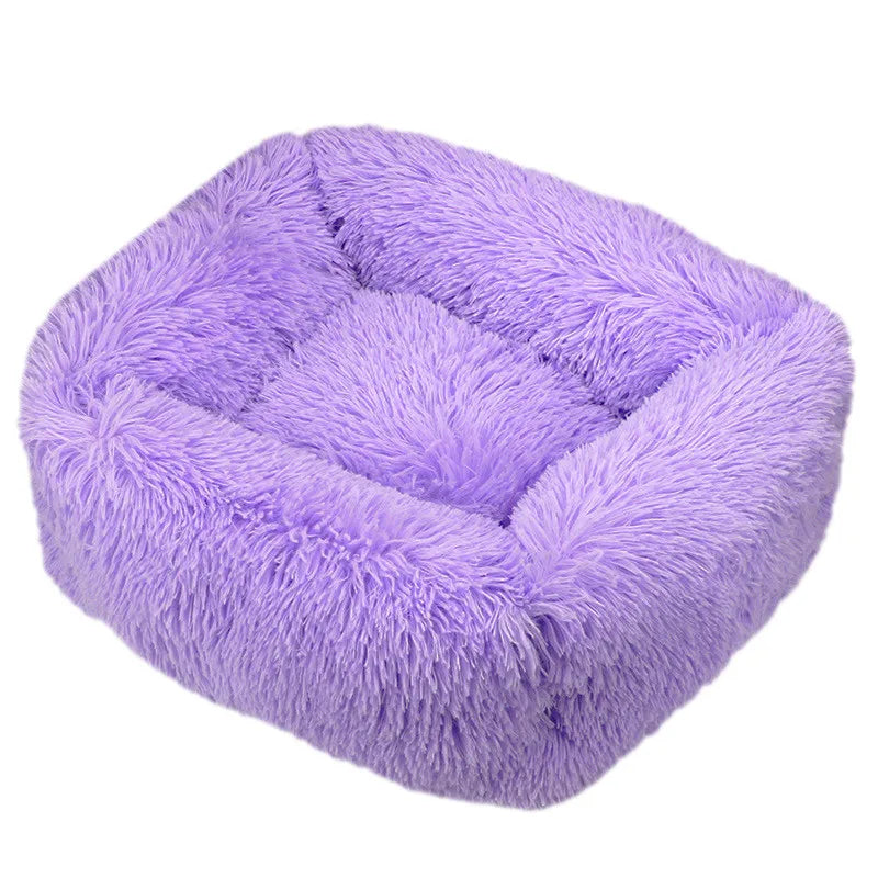 Cama de luxo para cães, camas quadradas longas de pelúcia para cães pequenos, médios e grandes, suprimentos para cães de estimação, cama calmante, canil lavável