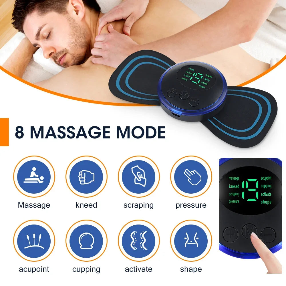 Massageador elétrico de pescoço, estimulador de massagem muscular ems, instrumento de baixa frequência, costas, cervicais, panturrilha, dor nas articulações, mini dispositivo