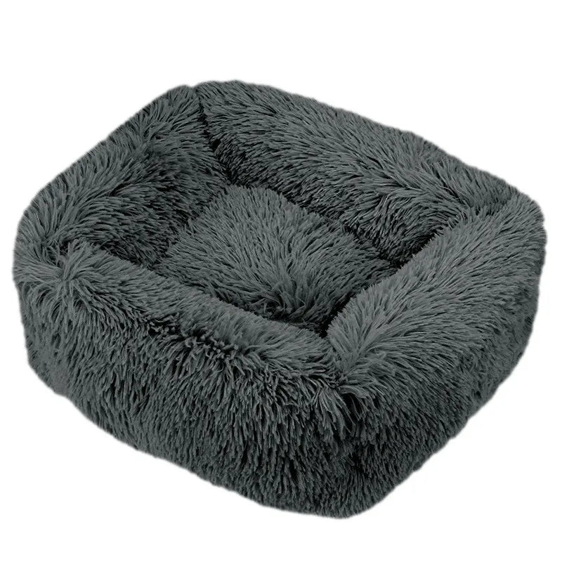 Cama de luxo para cães, camas quadradas longas de pelúcia para cães pequenos, médios e grandes, suprimentos para cães de estimação, cama calmante, canil lavável