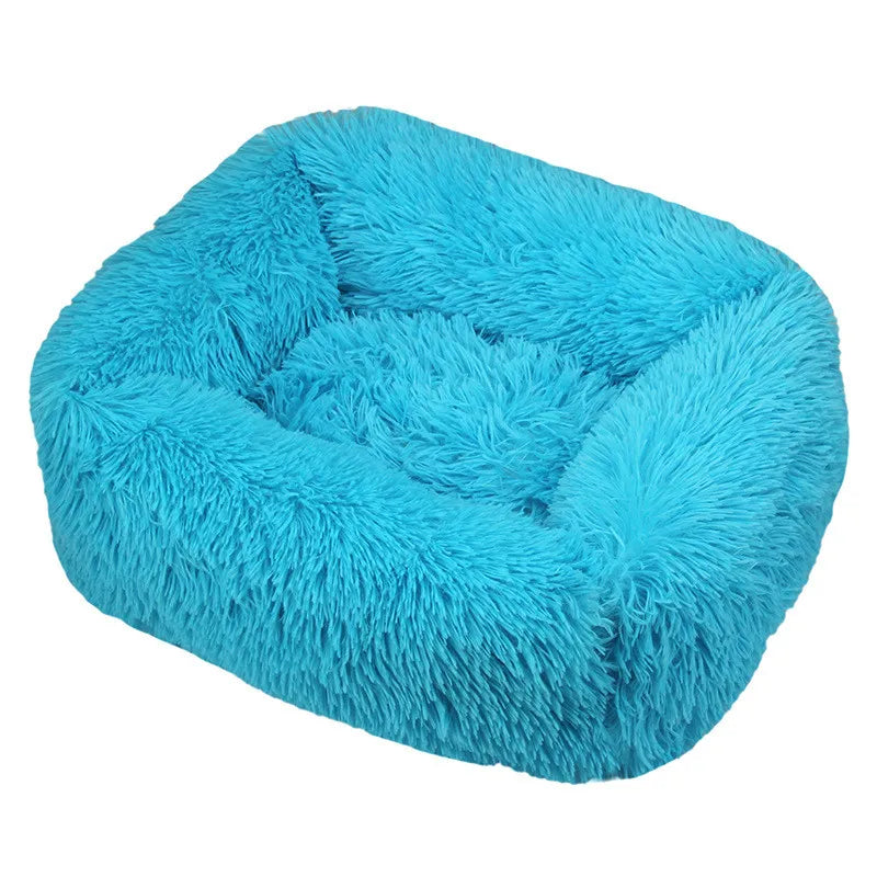 Cama de luxo para cães, camas quadradas longas de pelúcia para cães pequenos, médios e grandes, suprimentos para cães de estimação, cama calmante, canil lavável