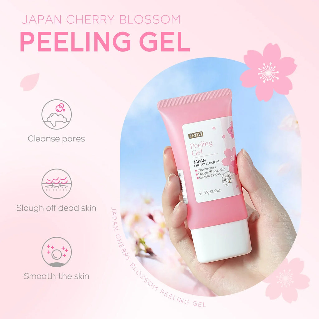 Sakura rosto limpeza profunda esfoliante gel cuidados com a pele clareamento hidratante reparação esfoliante facial cuidados com a pele 60g