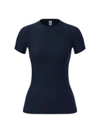Camisa de compressão feminina, manga curta esportes yoga correndo camiseta verão ginásio treino de secagem rápida estiramento camiseta, roupas
