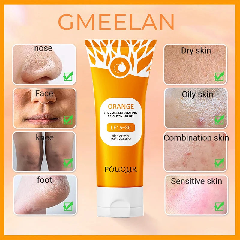 Laranja esfoliante gel creme hidratante rosto corpo esfrega gel limpeza profunda hidratante esfoliante facial peeling rosto esfrega