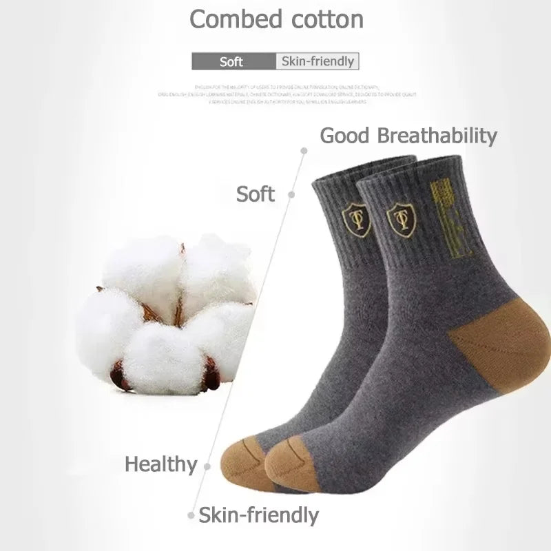 10 pares de meias esportivas de algodão respirável homens fibra de bambu outono e inverno meias absorventes de suor desodorante negócios sox