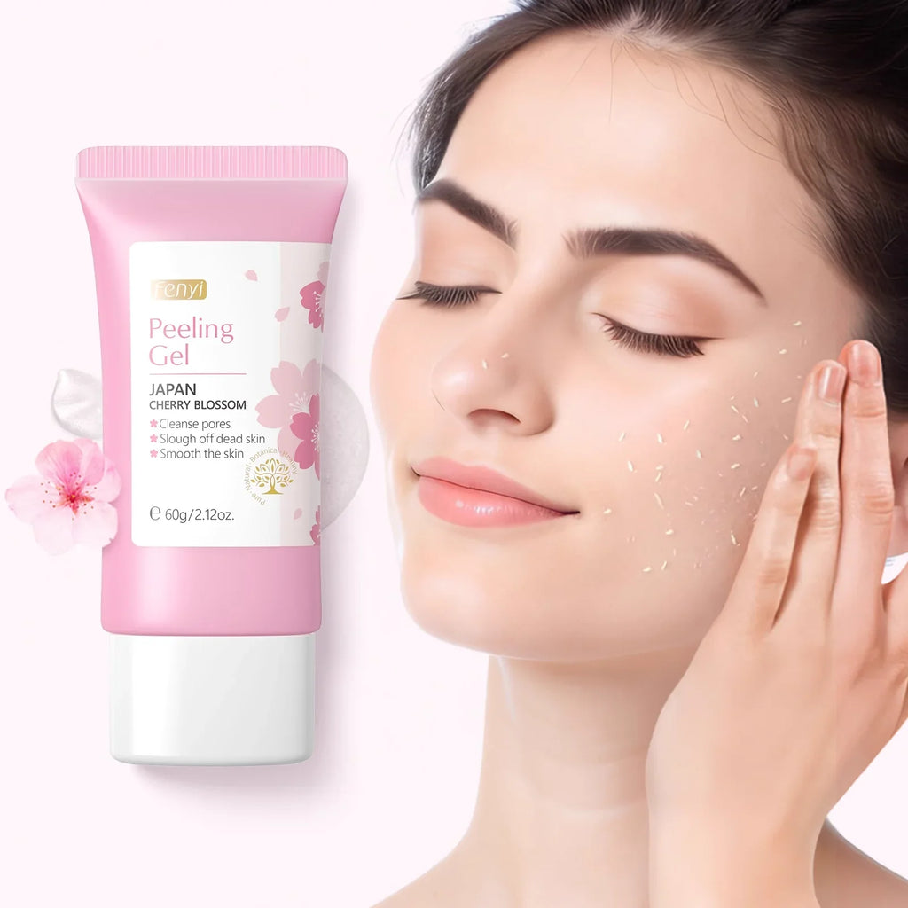 Sakura rosto limpeza profunda esfoliante gel cuidados com a pele clareamento hidratante reparação esfoliante facial cuidados com a pele 60g