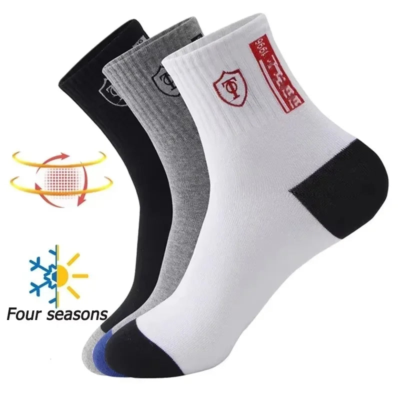 10 pares de meias esportivas de algodão respirável homens fibra de bambu outono e inverno meias absorventes de suor desodorante negócios sox