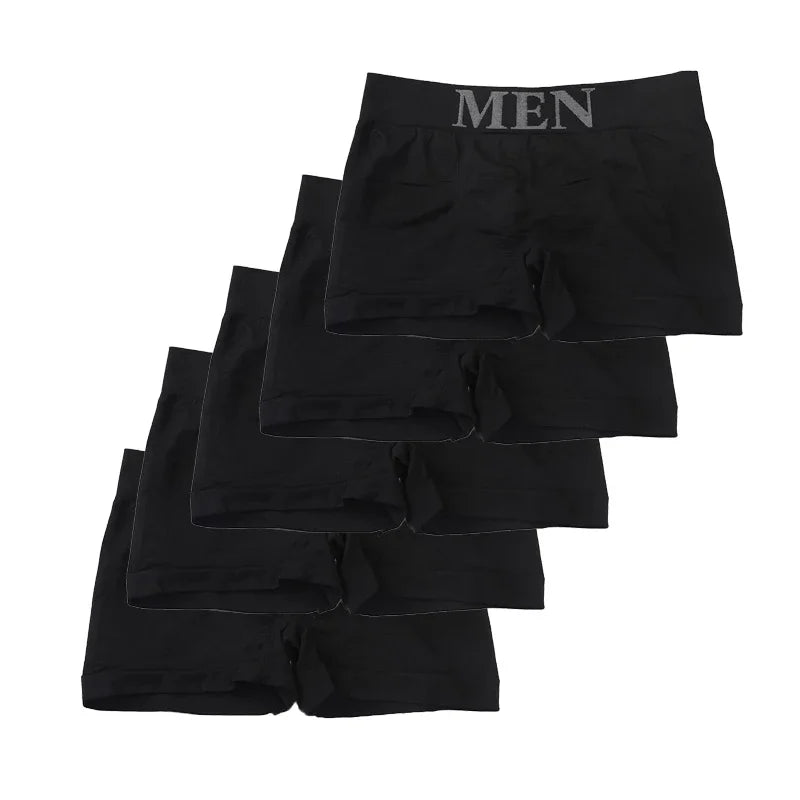 5 pçs estilo fino masculino alta elástica cor lisa confortável boxer briefs calcinha respirável