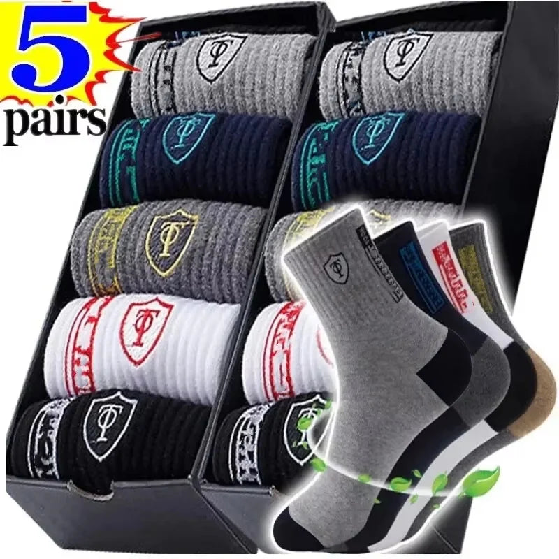 10 pares de meias esportivas de algodão respirável homens fibra de bambu outono e inverno meias absorventes de suor desodorante negócios sox