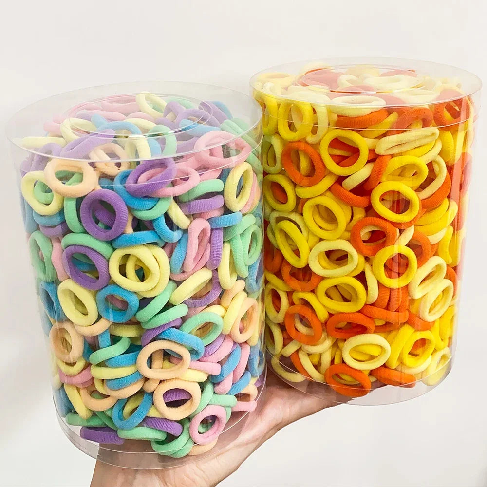 50 Unidades De Elásticos De Cabelo Para Meninas Em Nylon Básicos E Coloridos Prendedores De Rabo De Cavalo Acessórios De Moda Infantis