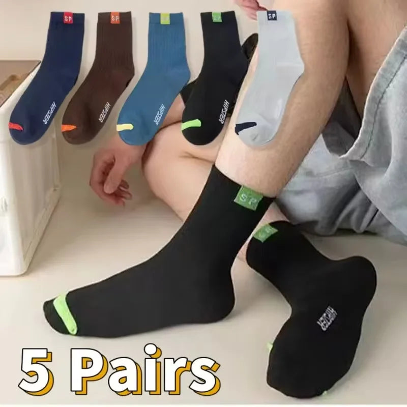 10 pares de meias esportivas de algodão respirável homens fibra de bambu outono e inverno meias absorventes de suor desodorante negócios sox