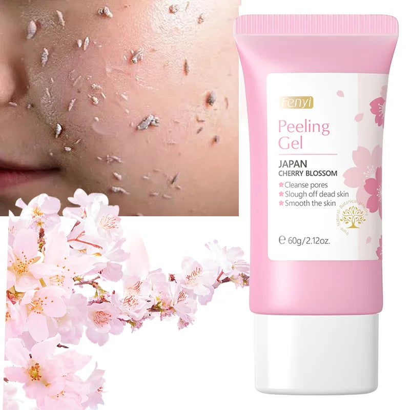 Sakura rosto limpeza profunda esfoliante gel cuidados com a pele clareamento hidratante reparação esfoliante facial cuidados com a pele 60g
