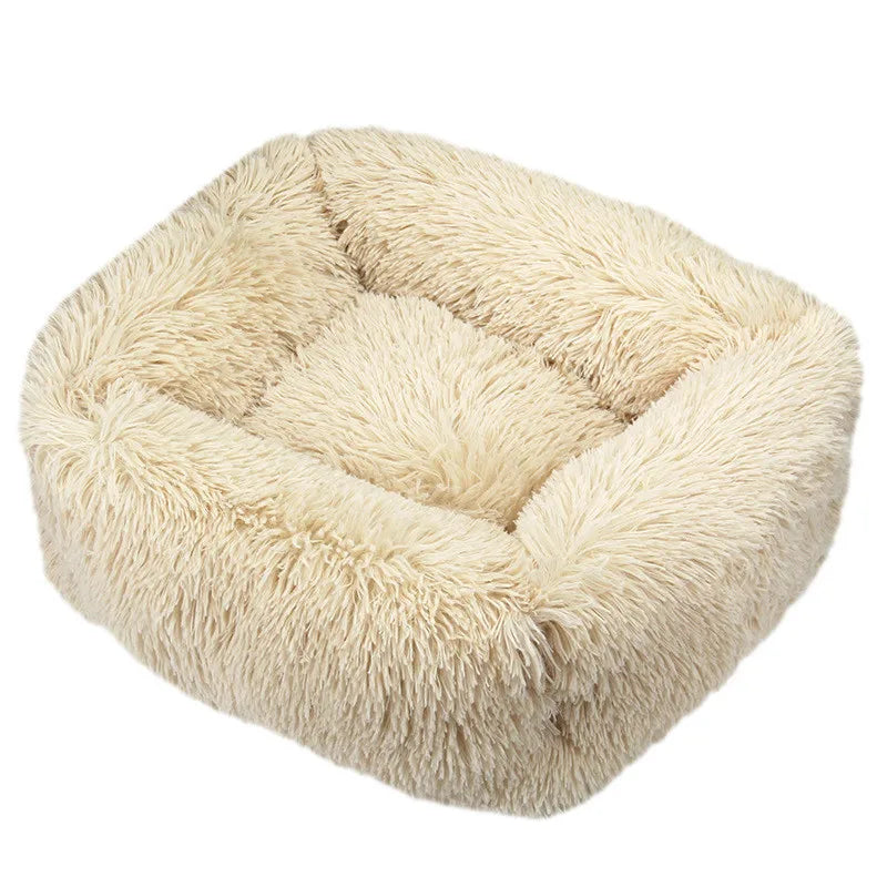 Cama de luxo para cães, camas quadradas longas de pelúcia para cães pequenos, médios e grandes, suprimentos para cães de estimação, cama calmante, canil lavável