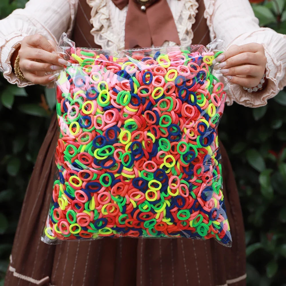 50 Unidades De Elásticos De Cabelo Para Meninas Em Nylon Básicos E Coloridos Prendedores De Rabo De Cavalo Acessórios De Moda Infantis