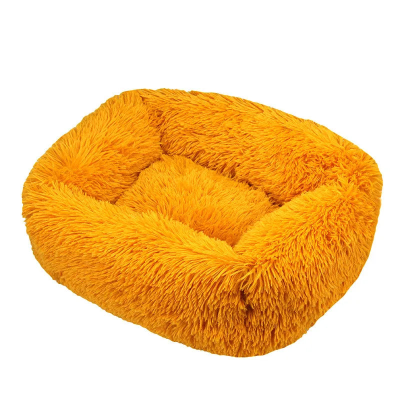 Cama de luxo para cães, camas quadradas longas de pelúcia para cães pequenos, médios e grandes, suprimentos para cães de estimação, cama calmante, canil lavável