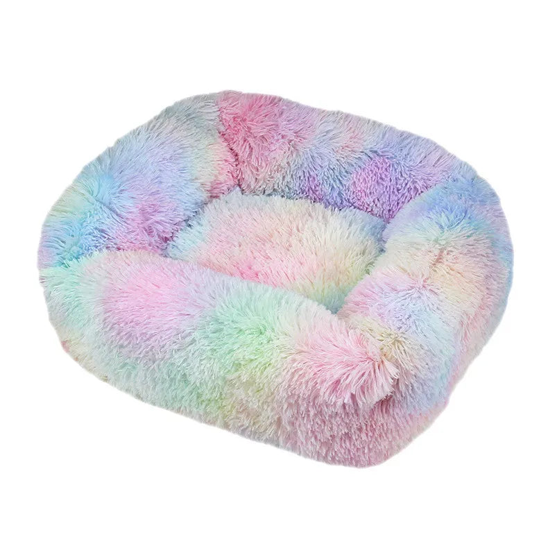 Cama de luxo para cães, camas quadradas longas de pelúcia para cães pequenos, médios e grandes, suprimentos para cães de estimação, cama calmante, canil lavável