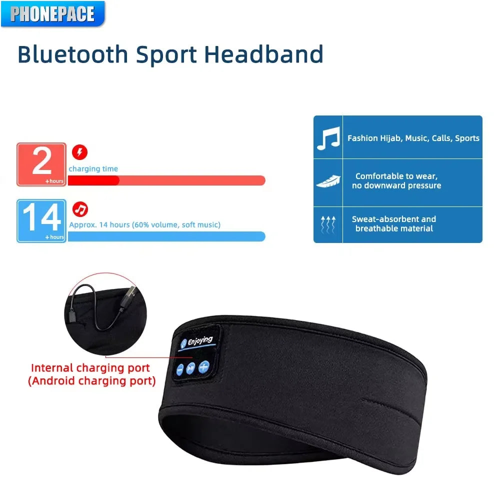 Fones de ouvido bluetooth esportes dormir bandana elástica sem fio música máscara olho sem fio bluetooth fone de ouvido bandana