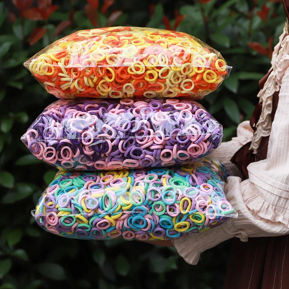 50 Unidades De Elásticos De Cabelo Para Meninas Em Nylon Básicos E Coloridos Prendedores De Rabo De Cavalo Acessórios De Moda Infantis