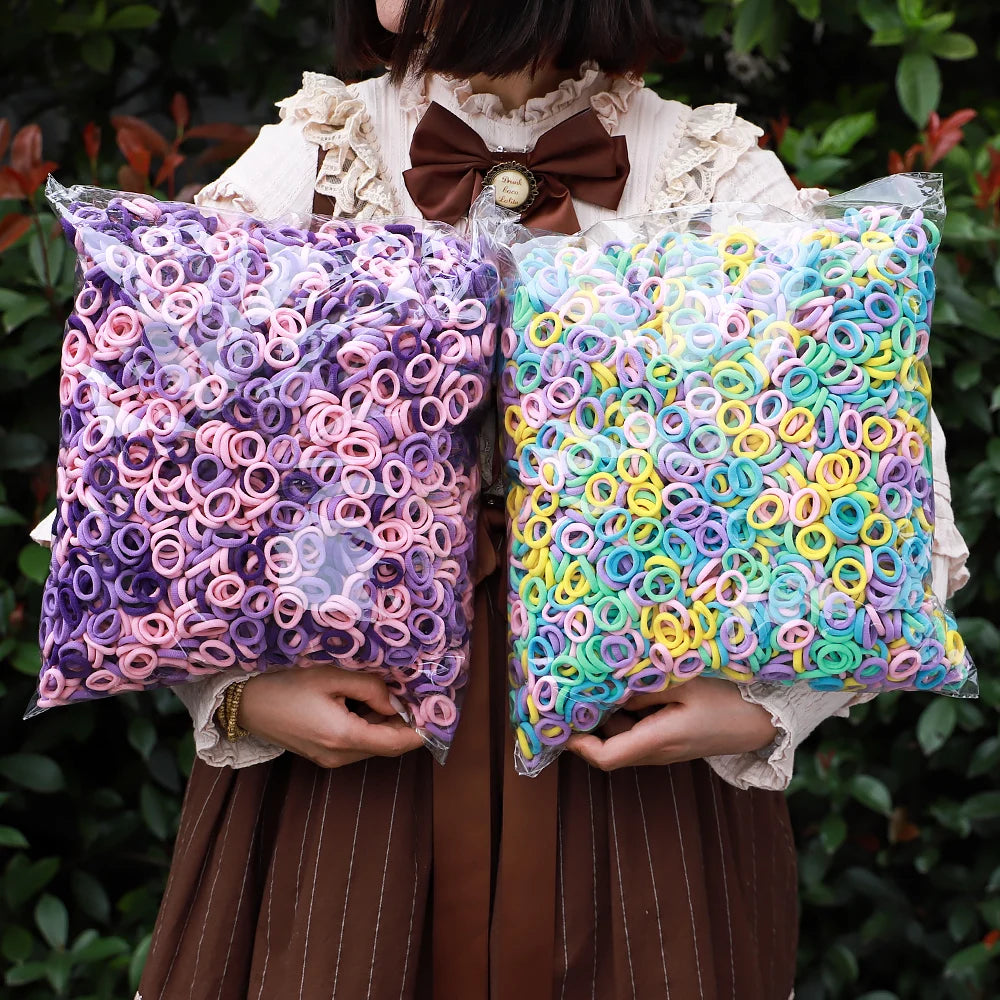 50 Unidades De Elásticos De Cabelo Para Meninas Em Nylon Básicos E Coloridos Prendedores De Rabo De Cavalo Acessórios De Moda Infantis