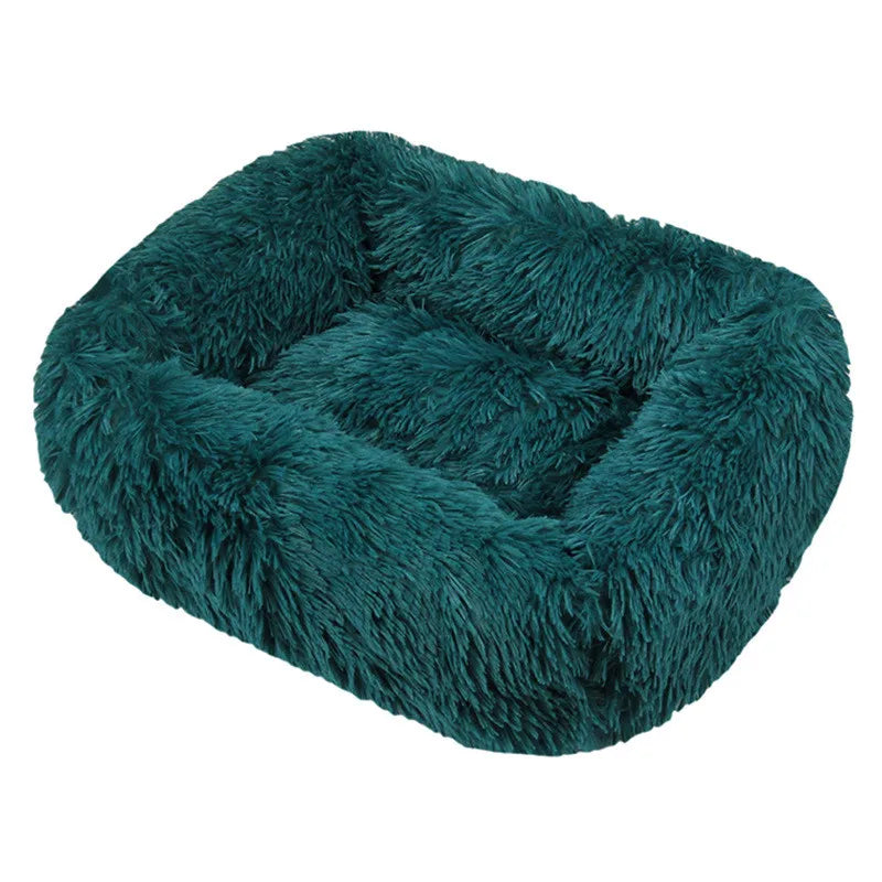 Cama de luxo para cães, camas quadradas longas de pelúcia para cães pequenos, médios e grandes, suprimentos para cães de estimação, cama calmante, canil lavável
