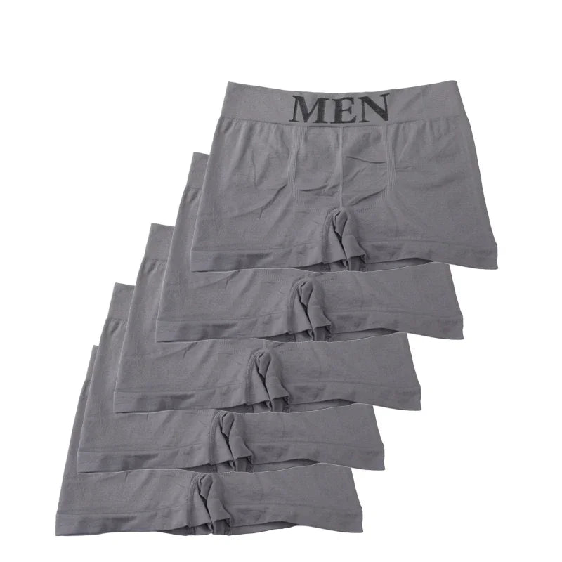 5 pçs estilo fino masculino alta elástica cor lisa confortável boxer briefs calcinha respirável