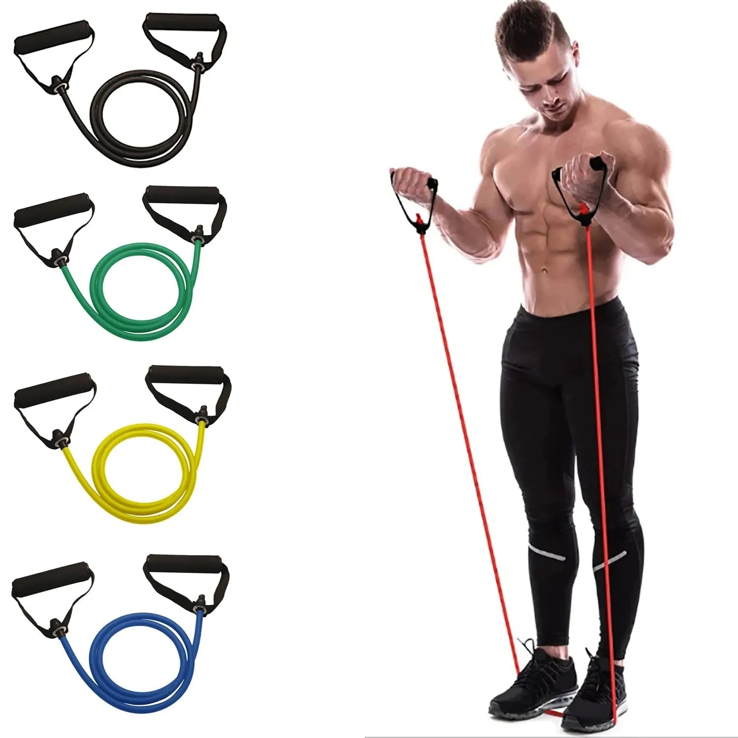 Faixas de resistência com alças, faixas de exercício, faixas de treino com alças para homens e mulheres, equipamentos de treinamento de força em casa