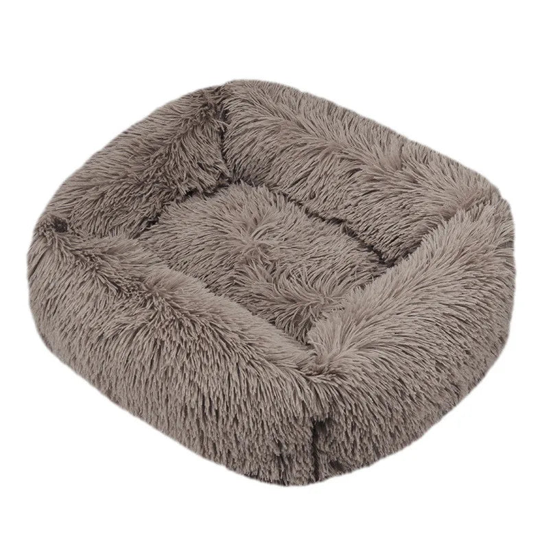Cama de luxo para cães, camas quadradas longas de pelúcia para cães pequenos, médios e grandes, suprimentos para cães de estimação, cama calmante, canil lavável