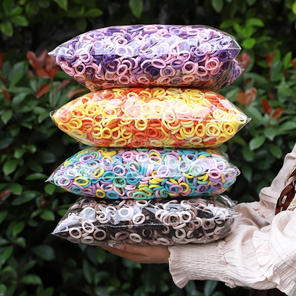 50 Unidades De Elásticos De Cabelo Para Meninas Em Nylon Básicos E Coloridos Prendedores De Rabo De Cavalo Acessórios De Moda Infantis