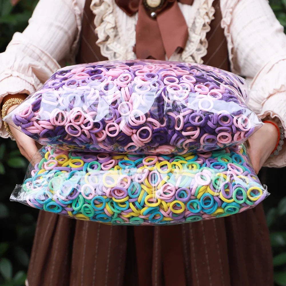 50 Unidades De Elásticos De Cabelo Para Meninas Em Nylon Básicos E Coloridos Prendedores De Rabo De Cavalo Acessórios De Moda Infantis