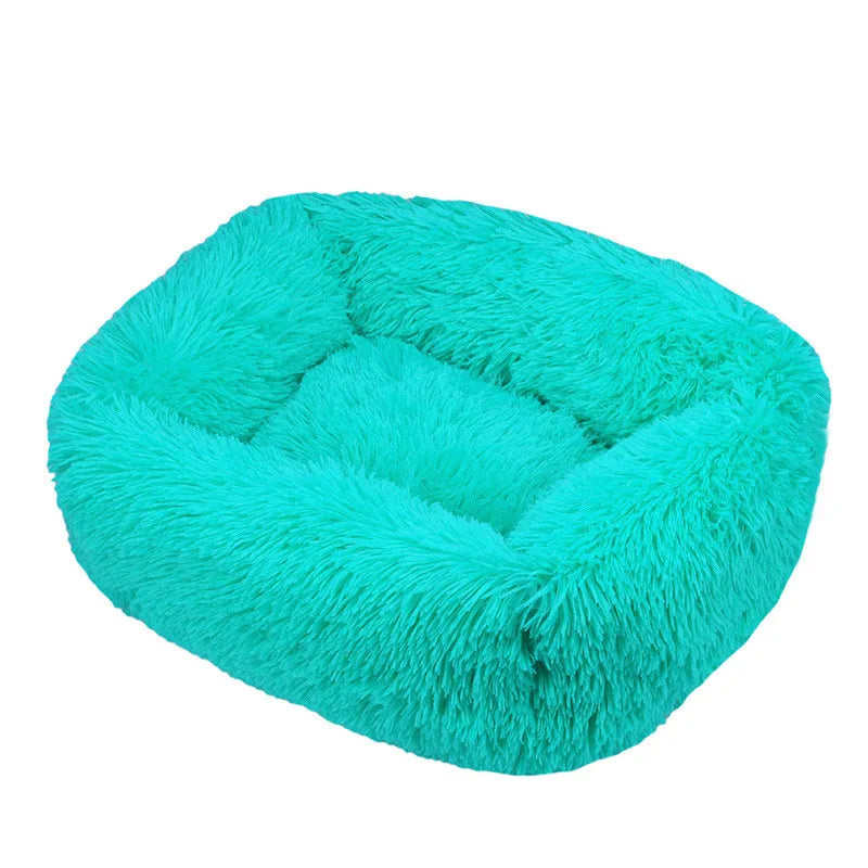 Cama de luxo para cães, camas quadradas longas de pelúcia para cães pequenos, médios e grandes, suprimentos para cães de estimação, cama calmante, canil lavável