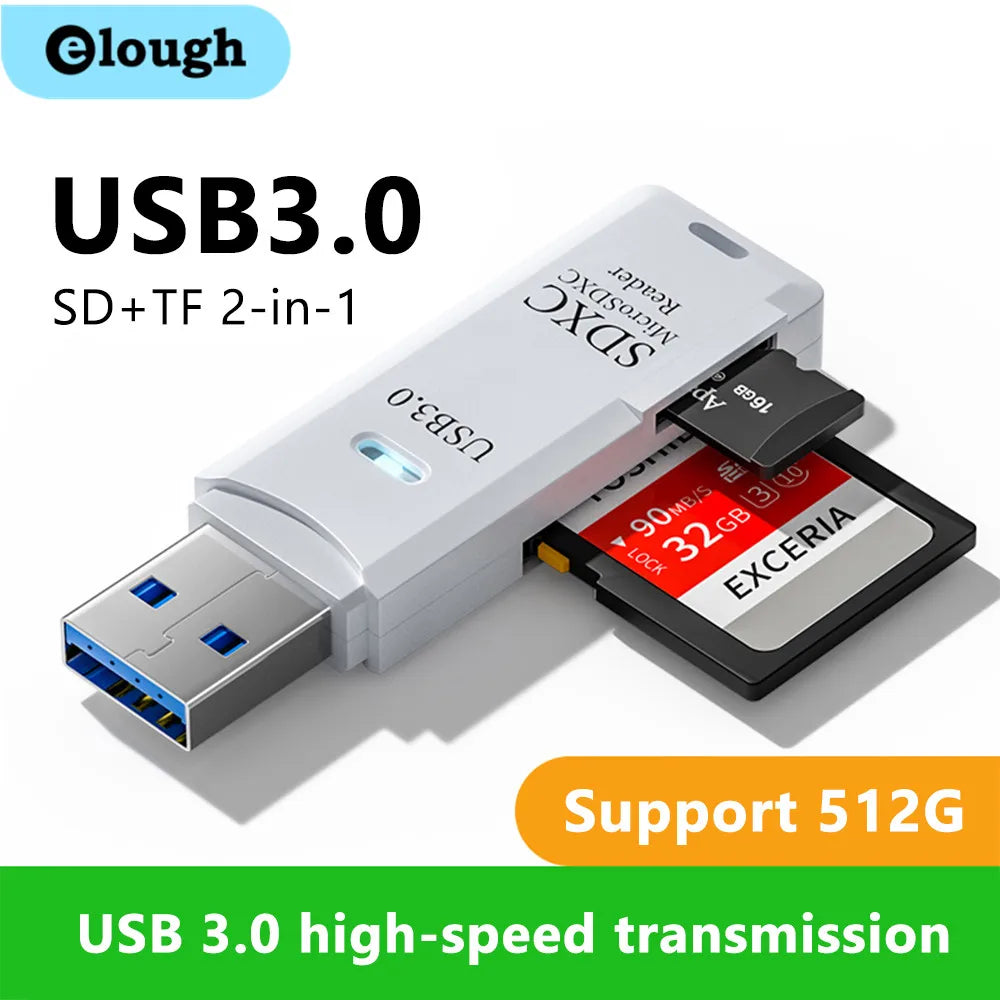 2 em 1 leitor de cartão usb 3.0 micro tf leitor de cartão sd adaptador usb leitor de cartão de alta velocidade cartão de memória tf para pc portátil acessórios