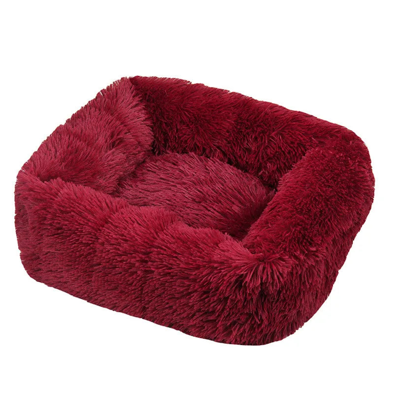 Cama de luxo para cães, camas quadradas longas de pelúcia para cães pequenos, médios e grandes, suprimentos para cães de estimação, cama calmante, canil lavável