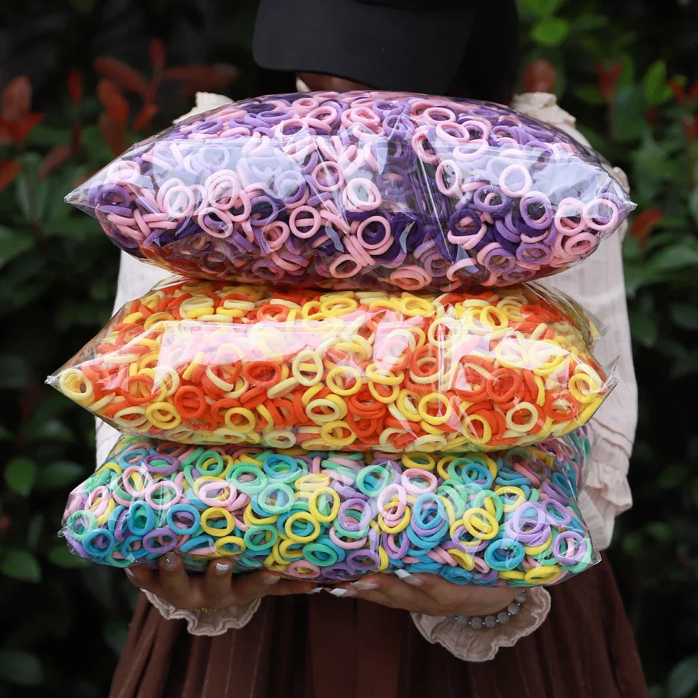 50 Unidades De Elásticos De Cabelo Para Meninas Em Nylon Básicos E Coloridos Prendedores De Rabo De Cavalo Acessórios De Moda Infantis